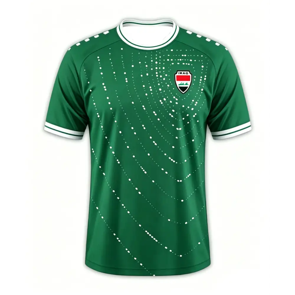 2026 Iraq Style Football Jersey Quick Dry Breathable Green White Fans Casual Outdoor Sports Streetwear T-shirt.