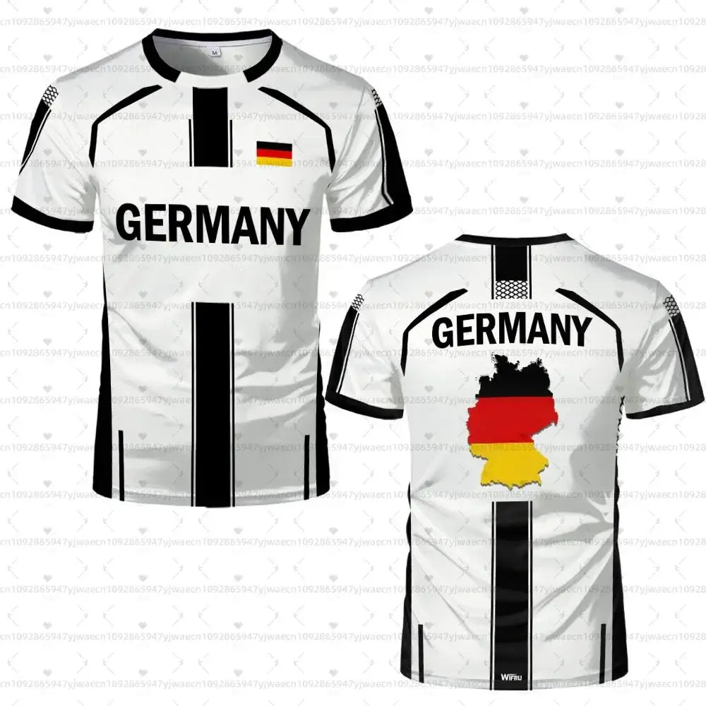 2026 men Germany Football Jersey Flag Print T-shirt Men Women Quick Dry Soccer Training Casual Streetwear Short Sleeve Sport Top.