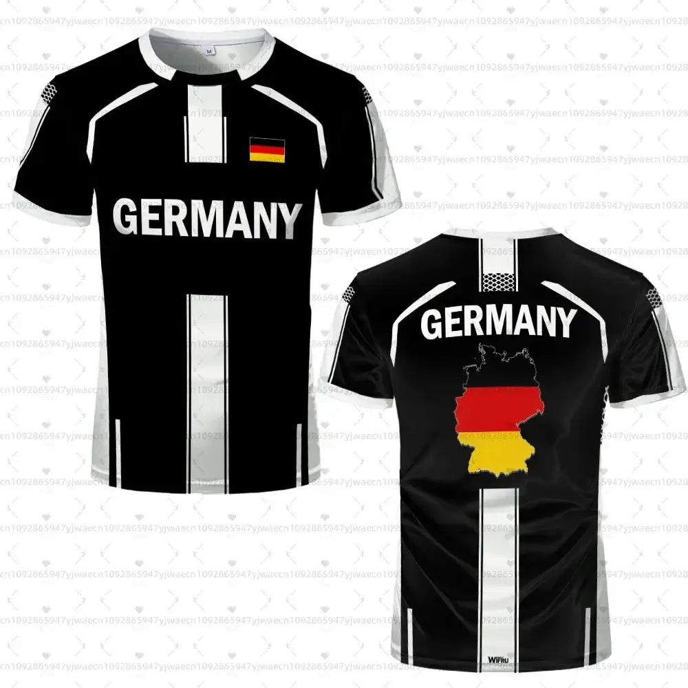 2026 men Germany Football Jersey Flag Print T-shirt Men Women Quick Dry Soccer Training Casual Streetwear Short Sleeve Sport Top.