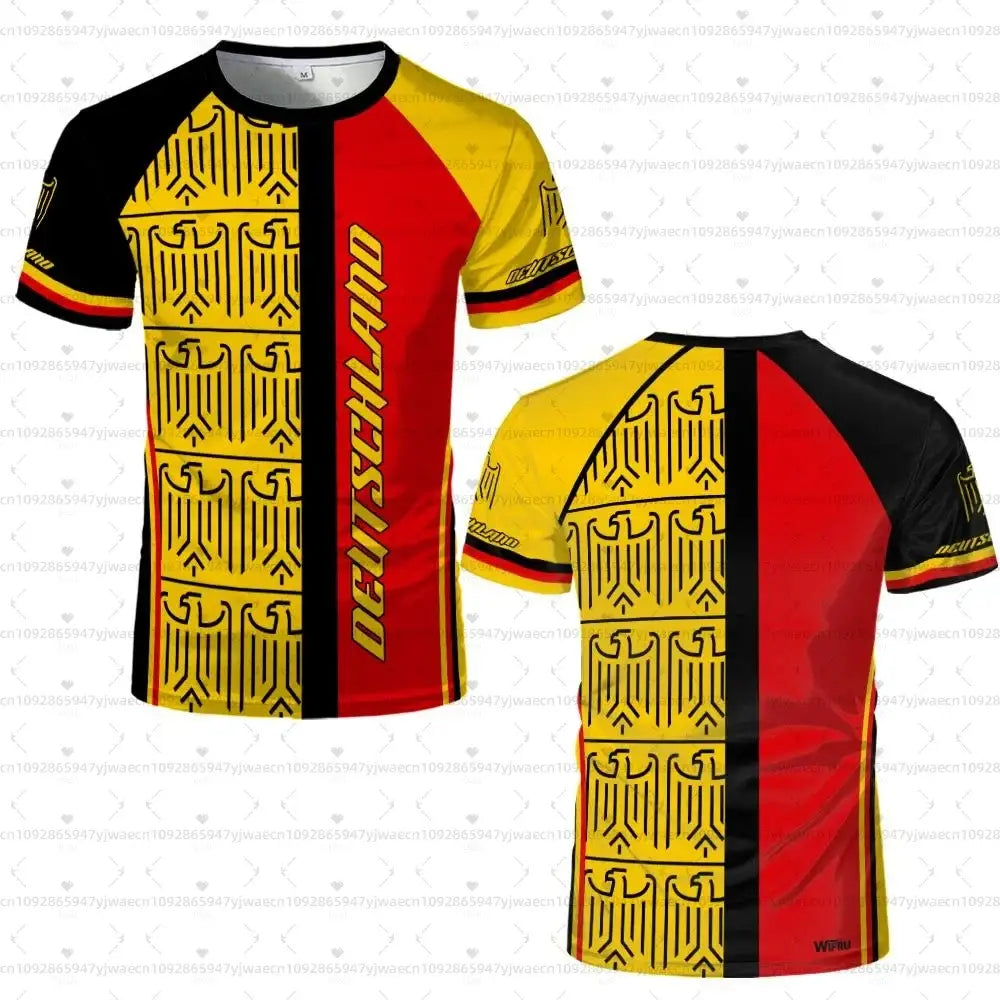 2026 men Germany Football Jersey Flag Print T-shirt Men Women Quick Dry Soccer Training Casual Streetwear Short Sleeve Sport Top.