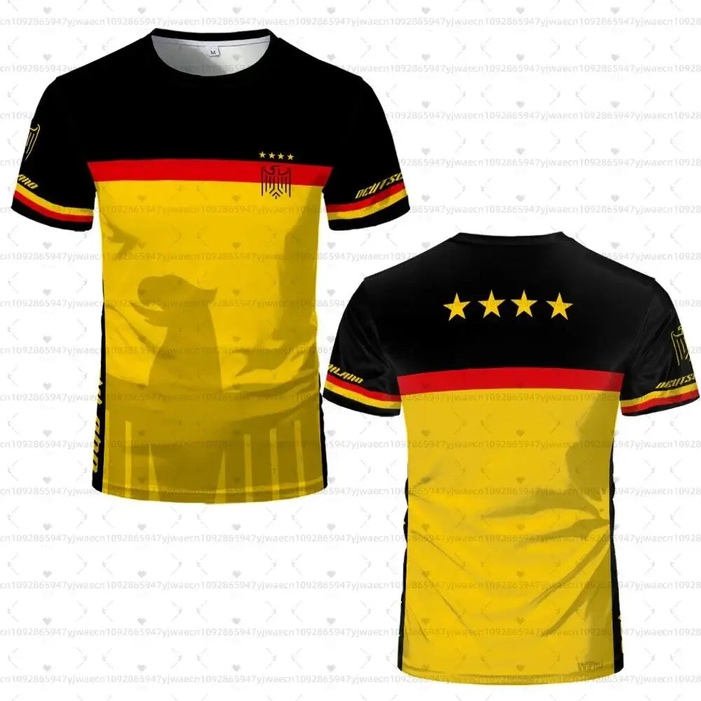 2026 men Germany Football Jersey Flag Print T-shirt Men Women Quick Dry Soccer Training Casual Streetwear Short Sleeve Sport Top.
