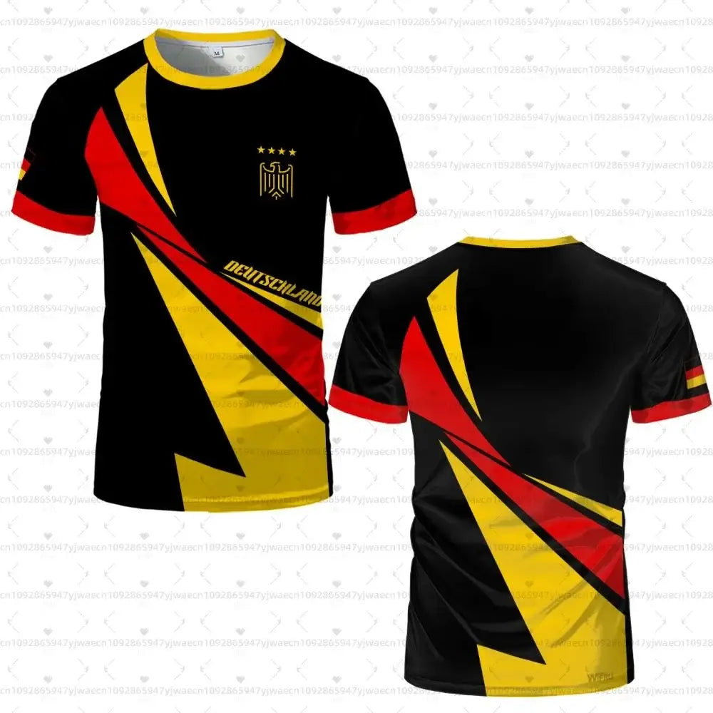 2026 men Germany Football Jersey Flag Print T-shirt Men Women Quick Dry Soccer Training Casual Streetwear Short Sleeve Sport Top.