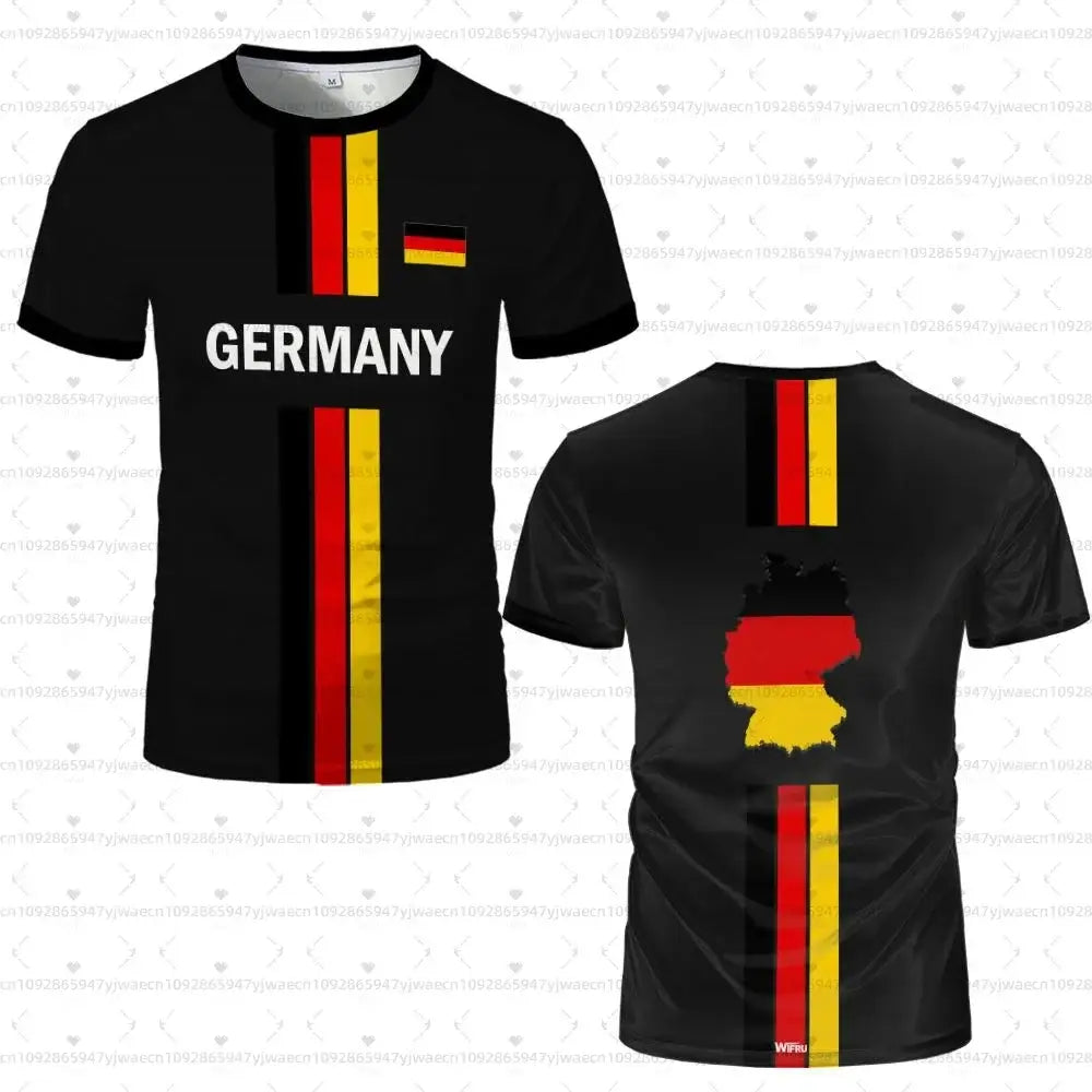 2026 men Germany Football Jersey Flag Print T-shirt Men Women Quick Dry Soccer Training Casual Streetwear Short Sleeve Sport Top.