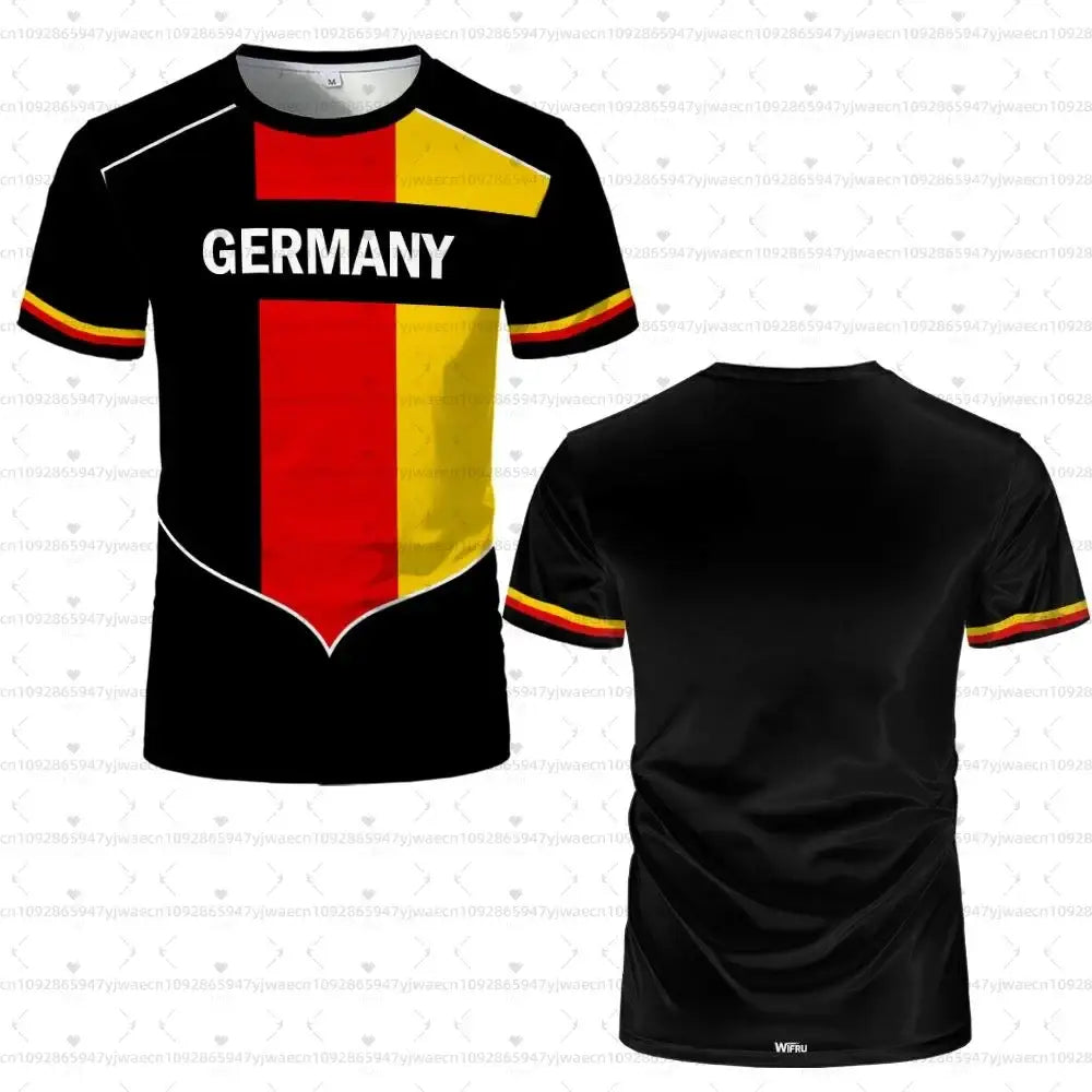 2026 men Germany Football Jersey Flag Print T-shirt Men Women Quick Dry Soccer Training Casual Streetwear Short Sleeve Sport Top.