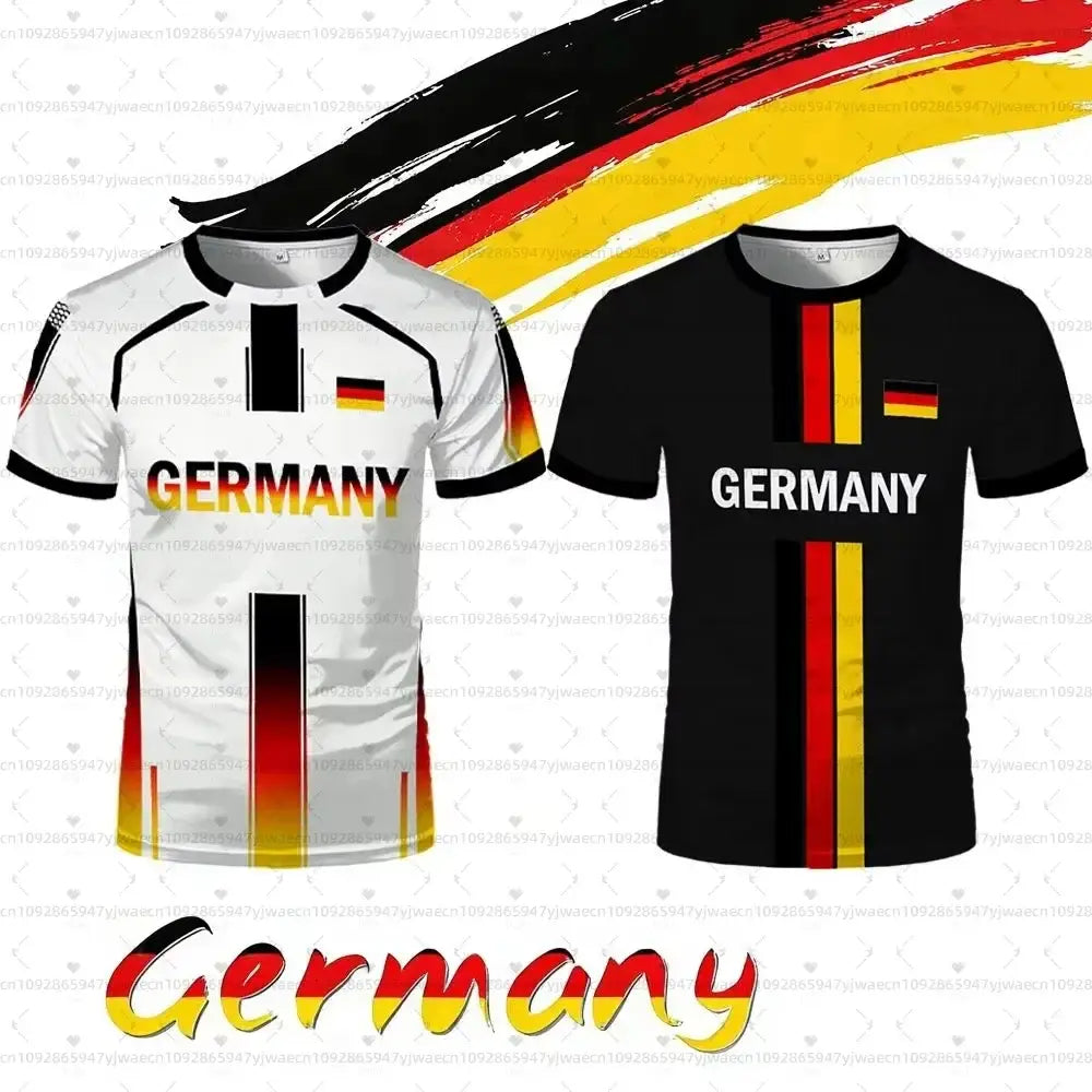 2026 men Germany Football Jersey Flag Print T-shirt Men Women Quick Dry Soccer Training Casual Streetwear Short Sleeve Sport Top.