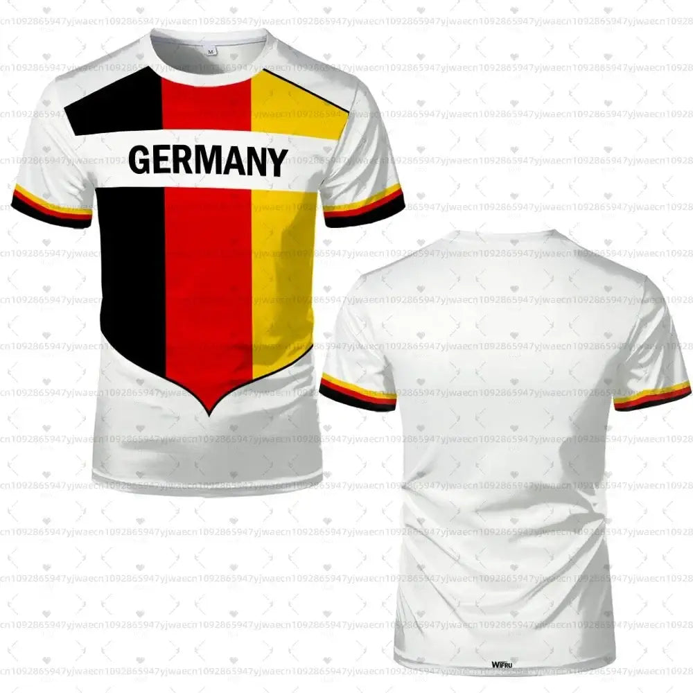 2026 men Germany Football Jersey Flag Print T-shirt Men Women Quick Dry Soccer Training Casual Streetwear Short Sleeve Sport Top.