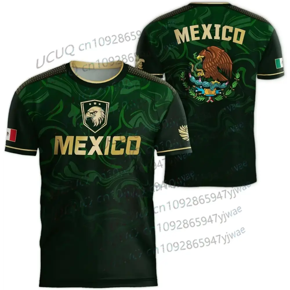 2026 Mexico National Flag Print Men's Women's Short Sleeve T-shirt 3D Print Tees Outdoor Football Jersey Sports Casual Tops.
