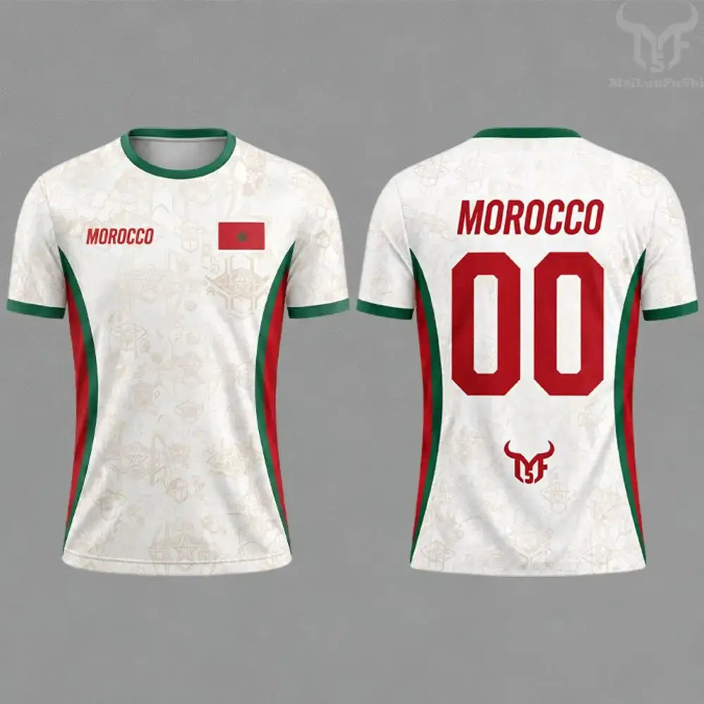 2026 Morocco Flag Print Jersey Men's Quick-Drying Breathable Sports T-Shirt Unisex Personalized Name And Number Soccer Tees.