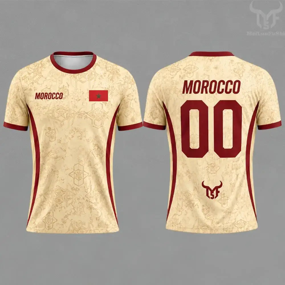 2026 Morocco Flag Print Jersey Men's Quick-Drying Breathable Sports T-Shirt Unisex Personalized Name And Number Soccer Tees.