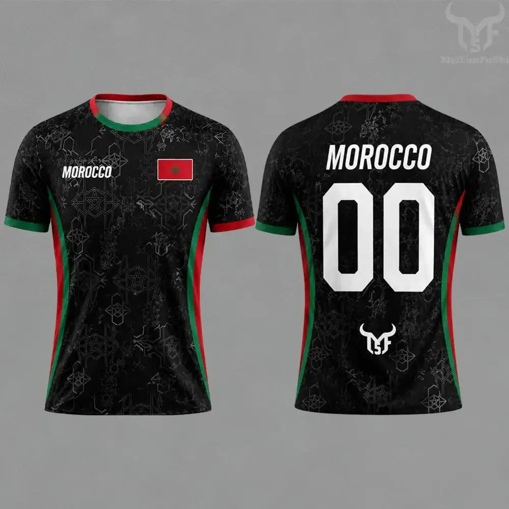 2026 Morocco Flag Print Jersey Men's Quick-Drying Breathable Sports T-Shirt Unisex Personalized Name And Number Soccer Tees.