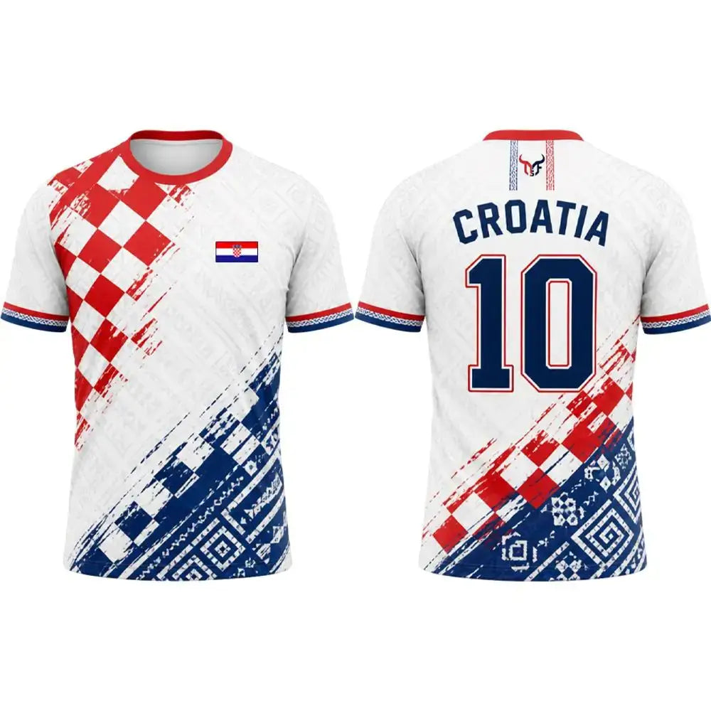 2026 New Croatia Flag Printed T-shirt Outdoor Sports Breathable Quick-Drying Jersey Men's Women's Casual Football Training Tee.