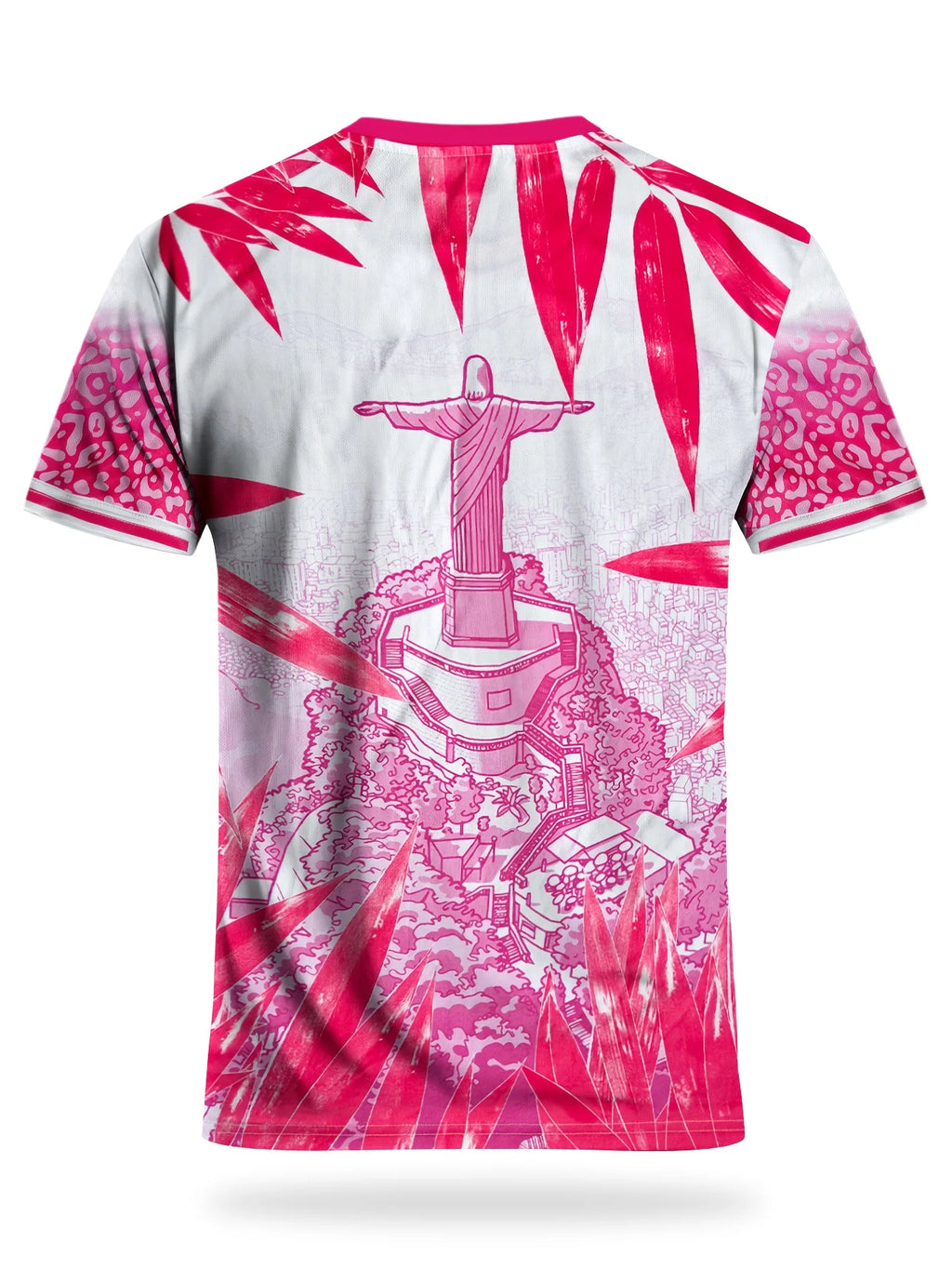 Brazil Christ The Redeemer Soccer Jersey, Pink White Brasil Rio De Janeiro Football Shirt, Fan Edition Casual Sports Tee.