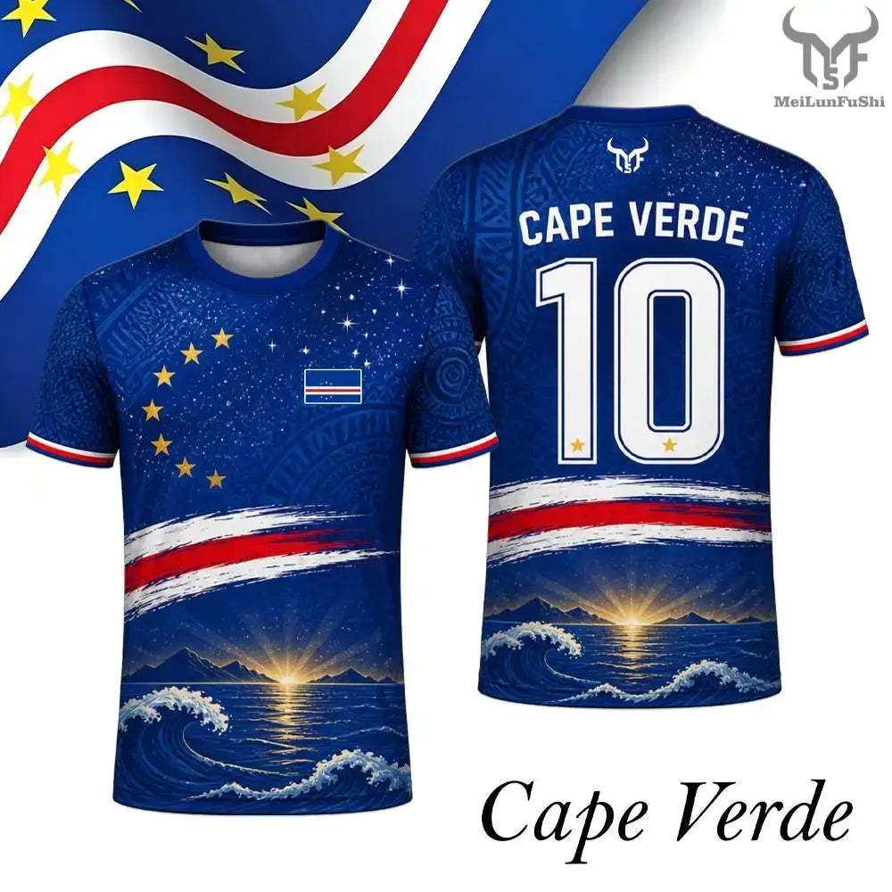 Cape Verde Flag Printed Jersey 2026 New Men Quick Dry Breathable Football Training Uniform Men's And Women's Casual Streetwear.