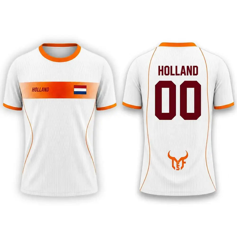 Netherlands Flag Print Football Jersey Outdoor Casual Breathable Short Sleeve Tops Summer Men Gym Sports Training Soccer T-shirt.