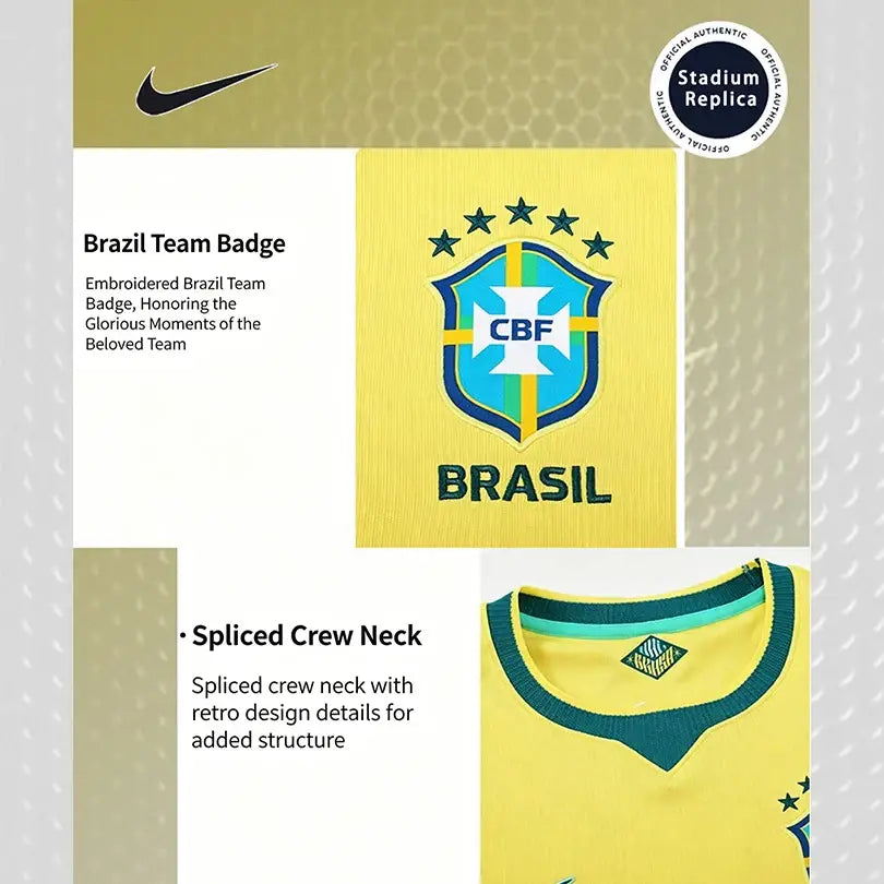 Nike Dri-FIT Unisex 2026 World Cup Brazil Home Fan Version Quick-Dry Short Sleeve Soccer Jersey IF7054-724.