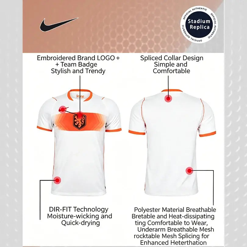 Nike Dri-FIT Unisex 2026 World Cup Netherlands Away Fan Version Quick-Dry Soccer Jersey Short Sleeve T-Shirt IB5391-100.