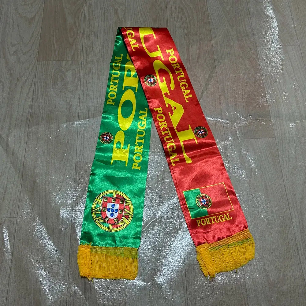 Portugal Scarf 14x135cm Double-sided Printed Portugal  Flag Satin Portuguese Scarf Suitable for 2026 world cup Sports Events.