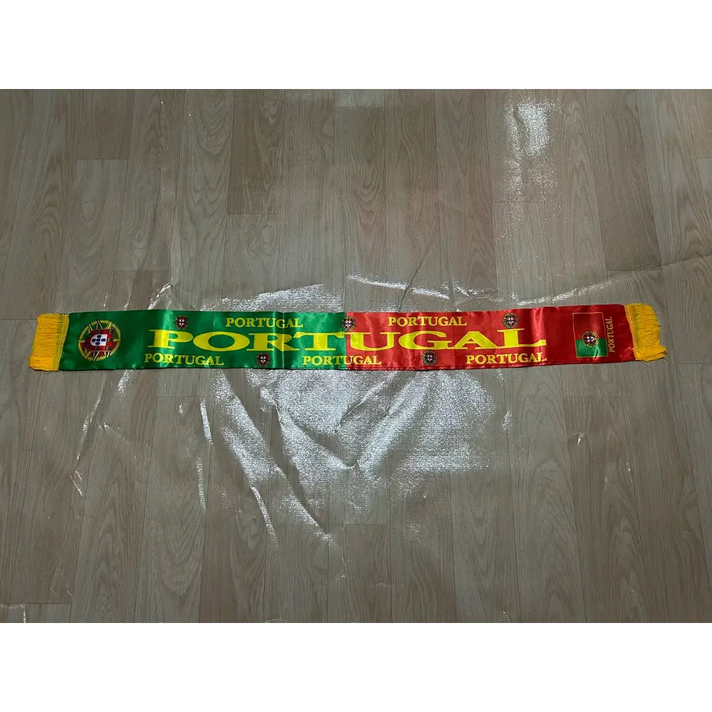Portugal Scarf 14x135cm Double-sided Printed Portugal  Flag Satin Portuguese Scarf Suitable for 2026 world cup Sports Events.
