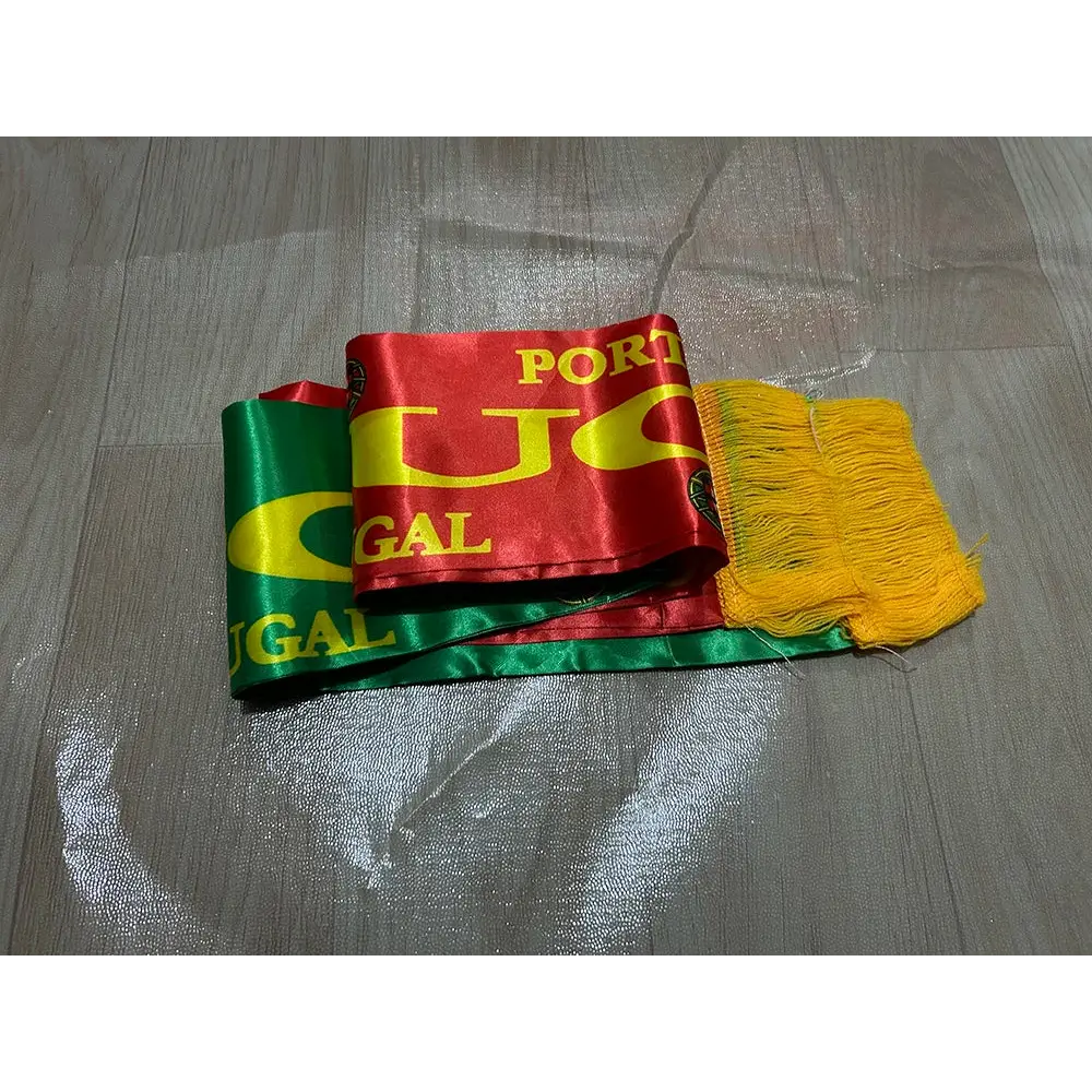Portugal Scarf 14x135cm Double-sided Printed Portugal  Flag Satin Portuguese Scarf Suitable for 2026 world cup Sports Events.