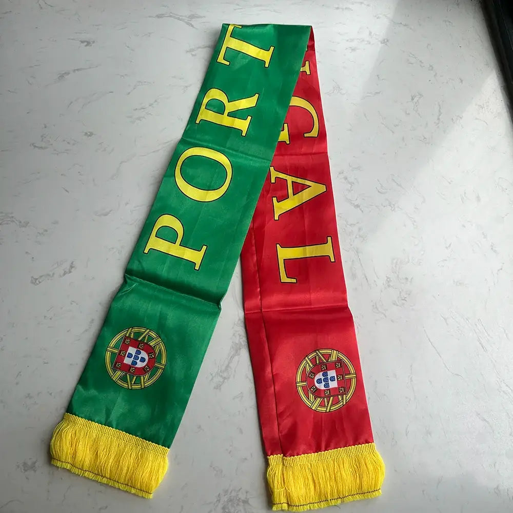 Portugal Scarf 14x135cm Double-sided Printed Portugal  Flag Satin Portuguese Scarf Suitable for 2026 world cup Sports Events.