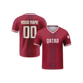 Custom Qatar Soccer Jersey Personalized with Name Number V-neck Football National Team Shirt for Men Youth Women.