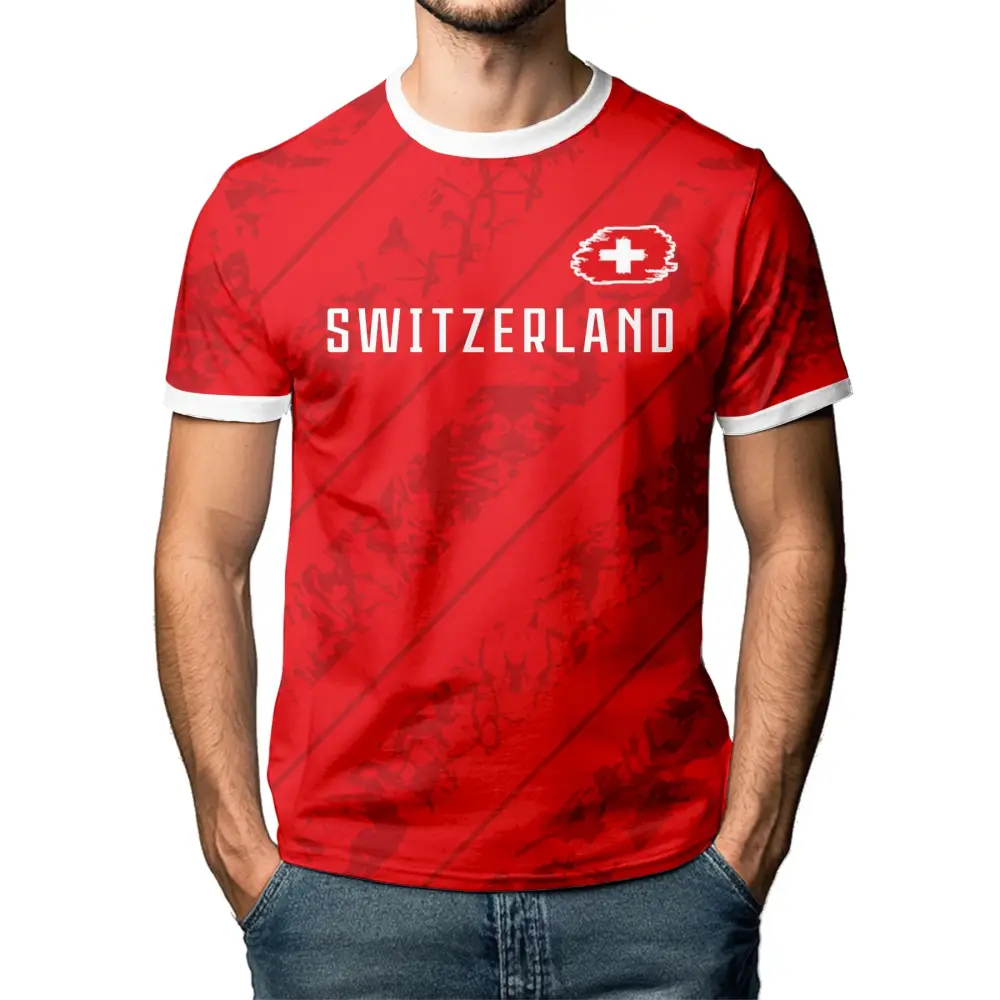 Custom Switzerland National Team Soccer T-shirt Personalized Name Number Football Shirt, Comfort Sportswear for Men Women Youth.