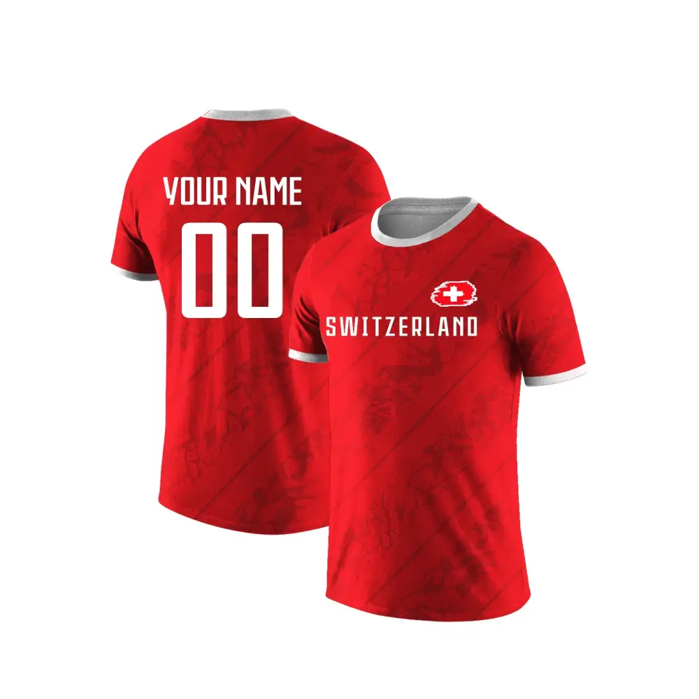 Custom Switzerland National Team Soccer T-shirt Personalized Name Number Football Shirt, Comfort Sportswear for Men Women Youth.