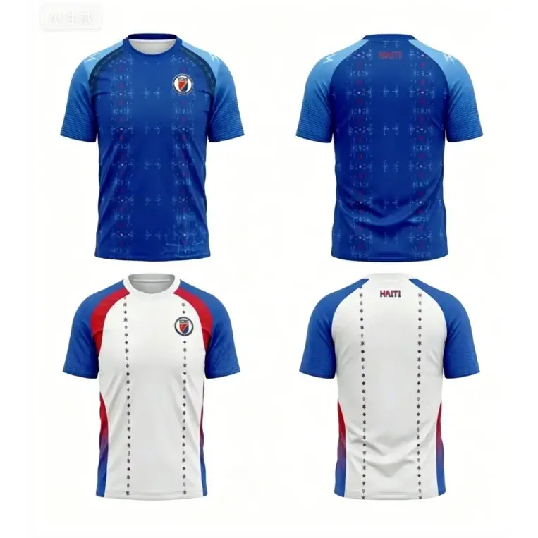2026 Haiti Football Uniform 3D Printed Short Sleeved T-shirt Sports Shirt Men's Football Training Uniform Men's Top Streetwear.