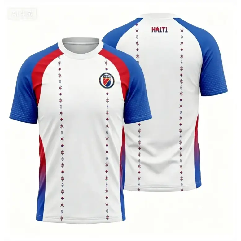 2026 Haiti Football Uniform 3D Printed Short Sleeved T-shirt Sports Shirt Men's Football Training Uniform Men's Top Streetwear.
